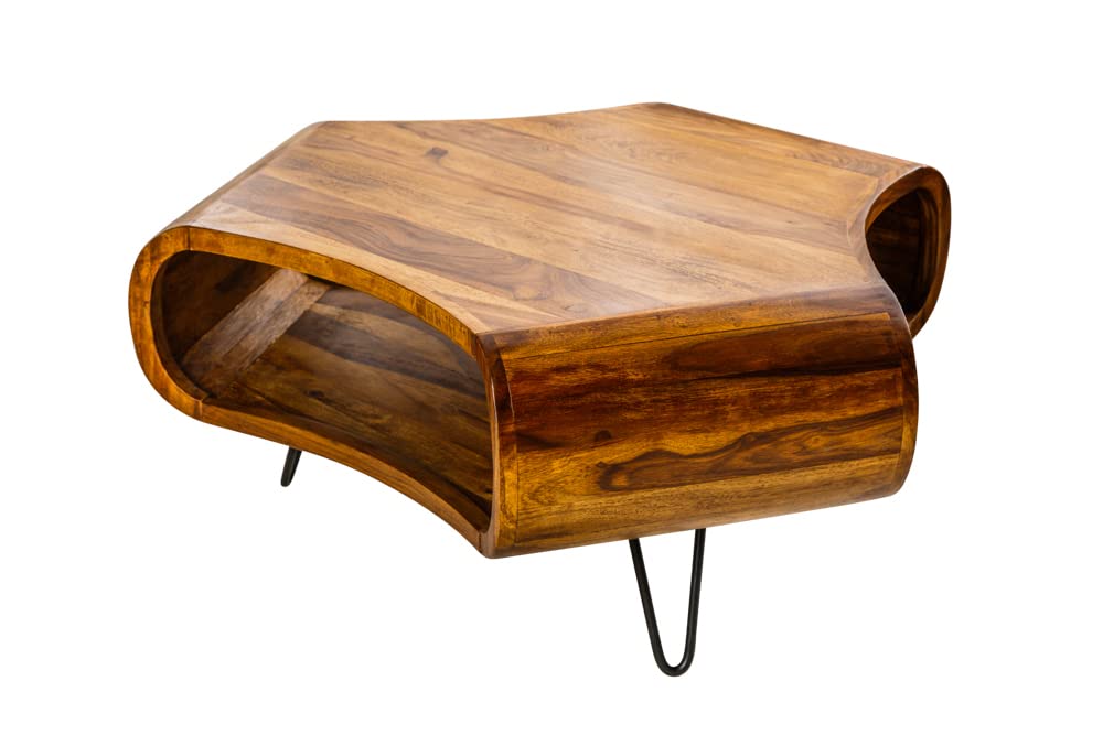invicta INTERIOR Massiver Couchtisch Organic Living Sheesham Palisander Hairpin Legs Retro Wohnzimmertisch Tisch Holztisch BxHxT: 90 x 38 x 80 cm