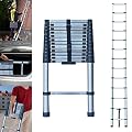 Telescoping Extension Ladder 12 FT, Stainless Steel Telescoping Ladders for Home, Heavy Duty Collapsible Ladder RV Ladder, Extendable Steps Safety for Household Use & Roofing Business, 330Lb Capacity