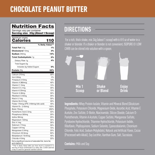 image for Isopure Low Carb 100% Pure Whey Isolate Protein Powder, Lactose Free, 