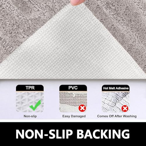 Image of Luxe Home Super Soft Microfiber Bath Mats Non-Slip TPR Backing Scotland Maze Cut Water Soak Bathroom Mat & Door Mats for Home Combo (38x58 cm) - Grey