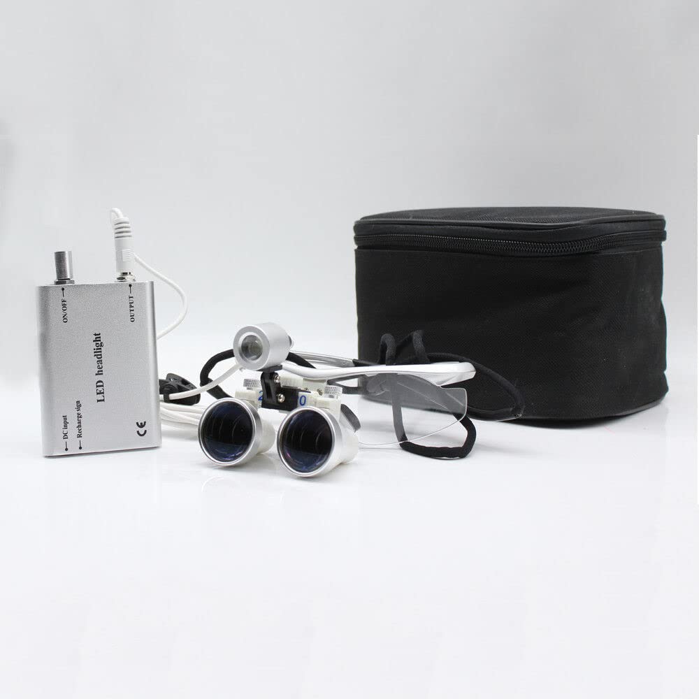 Dental 2.5X Lente d'ingrandimento binoculare della Lampada Magnifier Lente di ingrandimento binoculari Testa Lente di ingrandimento Occhiali LED Headlight