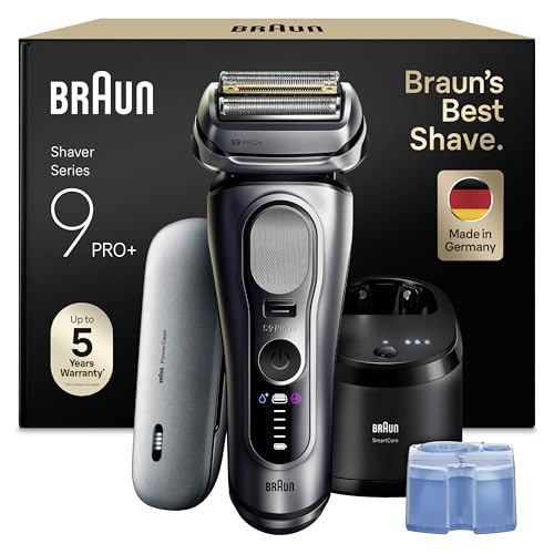 Braun Rasoir Electrique Homme Series 9+ PRO 9677CCE Argent, Etanche, Lames De Précision Ultra-Fines Et Tondeuse Pro Trimmer Pour Bien Raser La Barbe, Coffret Rasage...