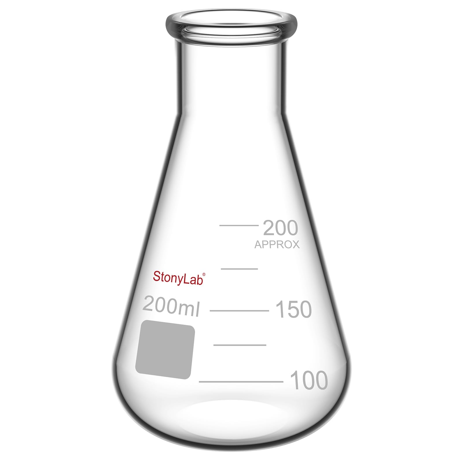 stonylab 1-Pack Glass 50 ml Heavy Wall Narrow Mouth Erlenmeyer Flasks with Heavy Duty Rim - (50ml Fits with StonyLab 4# Rubber Stopper) — Amazon image 8