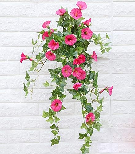 Amazon インテリアフェイクグリーン 壁掛けアサガオ造花壁掛け吊り飾り雑貨ベランダガーデンレストラン結婚式イベント人工観葉植物 ピンク 人工観葉植物 オンライン通販