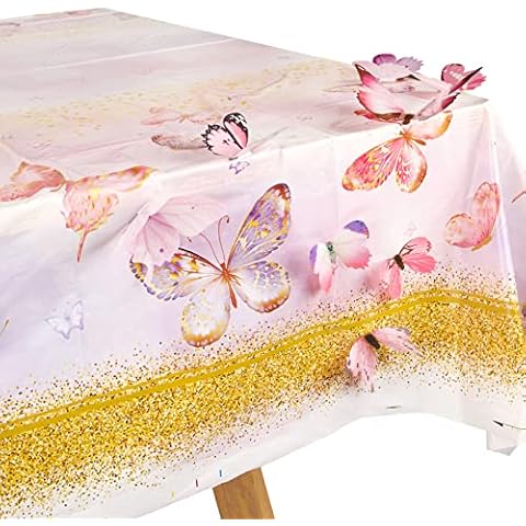 1 STK 130x220cm Schmetterlinge Party Tischdecke Rechteckig mit 12 Pcs Künstliche Deko Schmetterlinge Kunststoff Schmetterling Deko Cover