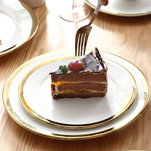 Loymokinar Dinnerware Sets For 4,16-Piece Porcelain Dish Sets, Includes White And Gold Dinner And Dessert Plates, Bowls, And Mugs, Perfect For Housewarming, Wedding, And Parent’s Day Gifts 4人用餐 #TOP4