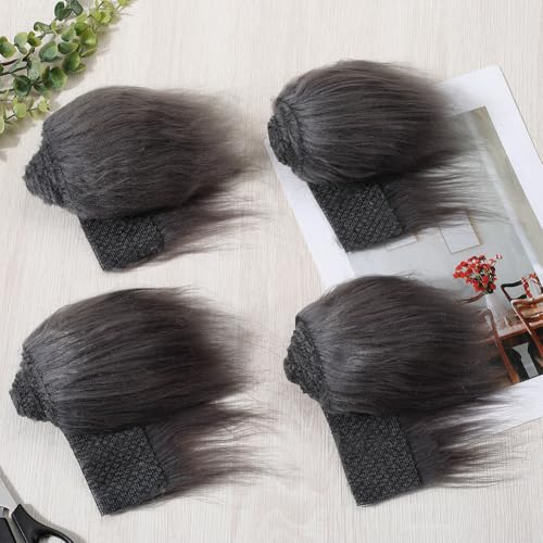 GORGECRAFT 4Pcs 150x5cm Shaggy Plush Faux Fur Trim Ribbon Fabric Pre-cut Artificial Strips Dark Gray Fluffy Fuzzy Cuts Crafts Fur Pieces Gnome Beards for Hair Santa Claus Cosplay Costume - Image 4