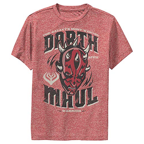 Star Wars Clone Wars Darth Maul Boy's Performance Tee, Red Heather, Medium