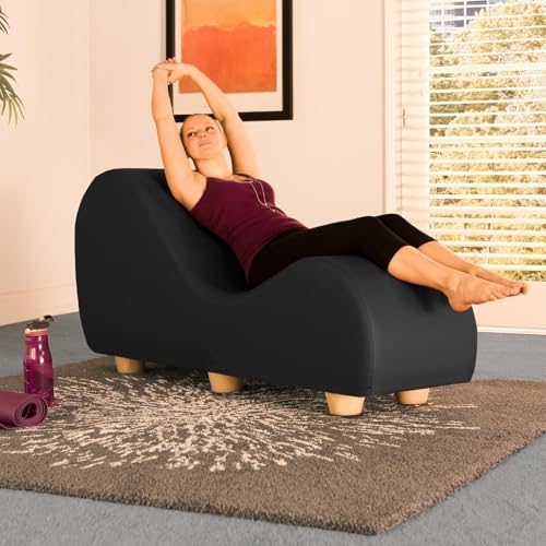 Image of Faux Leather Yoga Stretch Chair Couch - Play, Relax & More | Love Seat for Couples, Fun, & Flexibility! (Black)