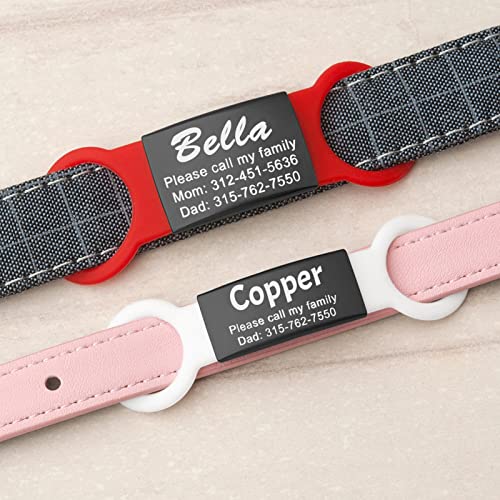 Natiform Personalized Dog Tags, Slide-On Pet Id Tags, Stainless Steel Dog Tags, No Jingle Slide On Cat Id Tag, Engraved No Noise Customized Pet Identification Tags(L Black) #TOP5