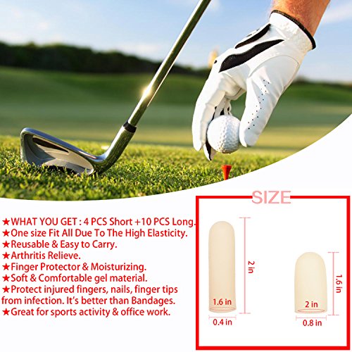 Gel Finger Cots, Finger Protector Support(14 Pcs) New Material Finger Sleeves Great For Trigger Finger, Hand Eczema, Finger Cracking, Finger Arthritis And More. (10Pcs Long + 4Pcs Short) #TOP3