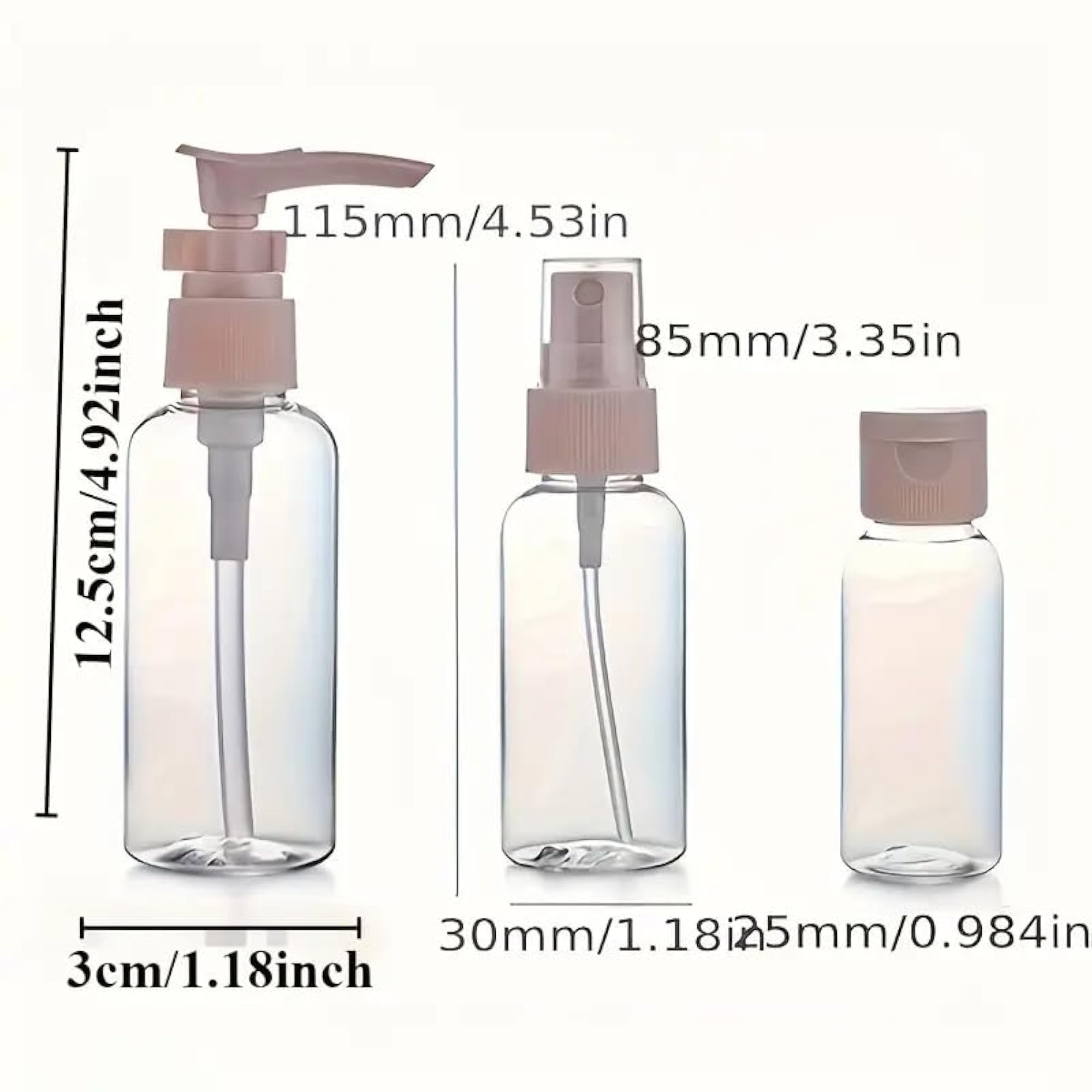 Travel Bottles Set, 7 Pcs Clear Plastic Containers for Toiletries