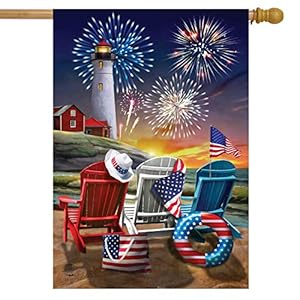 Beachfront Fireworks Fourth of July House Flag Patriotic Nautical 28" x 40" Beachfront Fireworks Fourth of July House Flag Patriotic Nautical 28 x 40