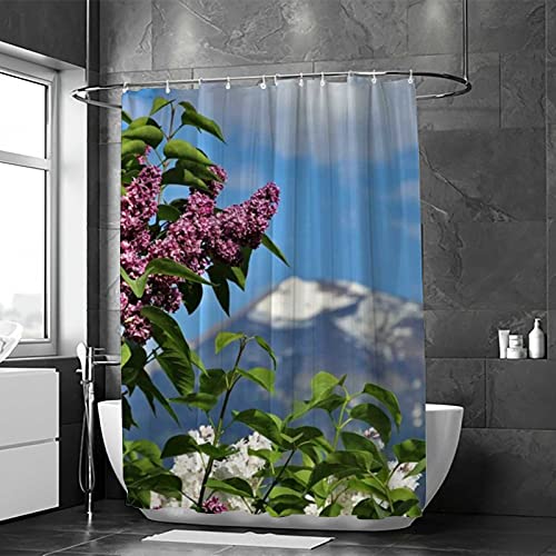 Rideau de douche en polyester lavable 168x183 cm avec crochets - 3
