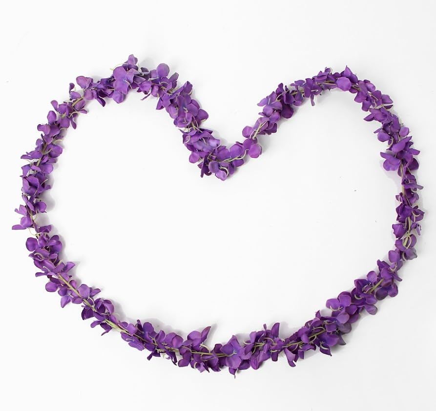 Image of VRB Dec 2 Pcs Artificial Flowers Vine Silk Wisteria Garland Fake Ivy,(6 ft Long) Wedding Decoration Diwali /Ganpati /Christmas Decorations Fake Daisy Floral Vine Silk Hanging Flower for Home (Purple)