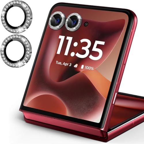 Zeking (2 Set) for Motorola Razr 60/ Motorola Razr 2025 Camera Lens Protector, Glitter Bling Sparkly Metal Individual Ring [Installation Tray Alignment Kit](Bling-Silver)