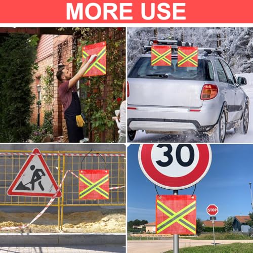 Rote Fahne Überlänge Hochsichtbar Reflektierend Warnfahne Rote für Transport mit Gummisei