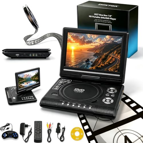 Image of 7.8 inch HD Portable DVD /EVD Player - Rechargeable Large Screen Media Player, Portable DVD Players, Compatible with CD /USB /SD, Perfect for Home & Travel Enjoy Movies,1PC