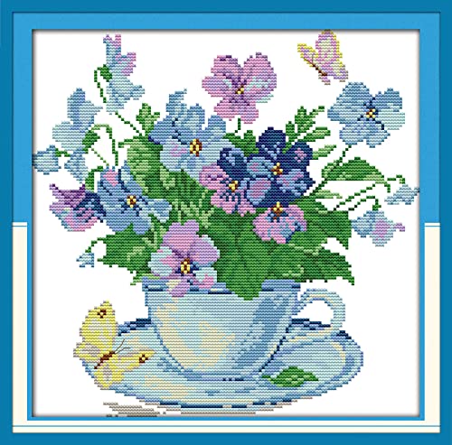 Broderie strass plein mosaïque point de croix cristal fleur 30x40