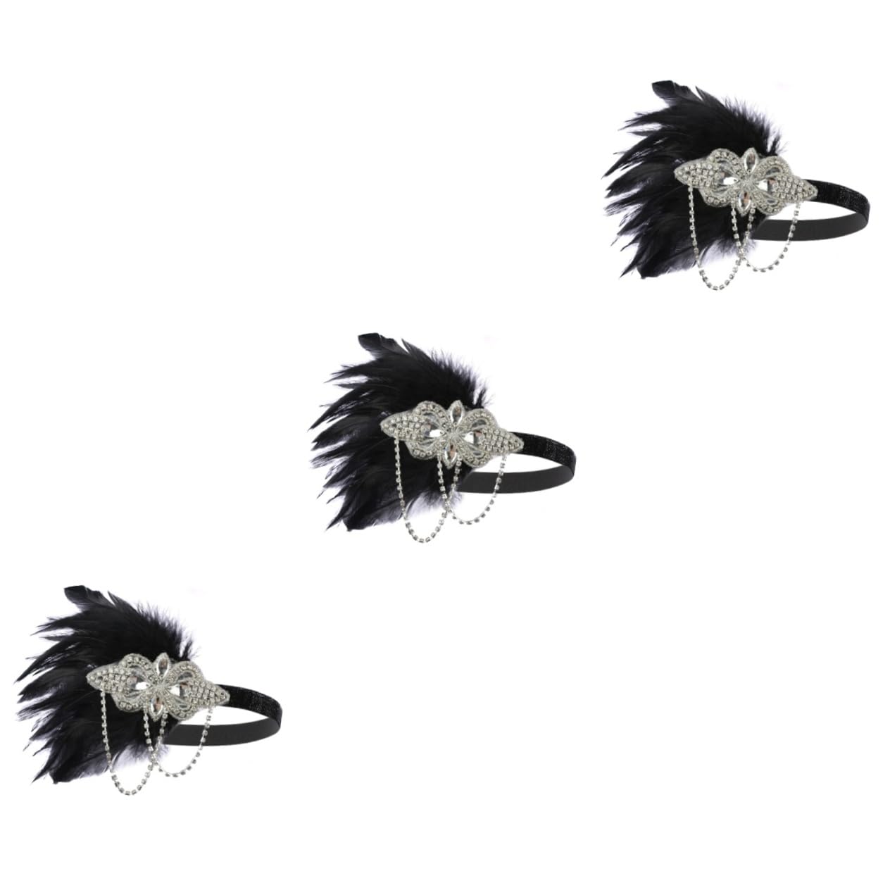SHERCHPRY 3pezzi Cerchietto Vintage Con Strass e Frange Accessorio Per Per Matrimoni e Feste Eleganti