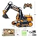 DOUBLE E Remote Control Excavator Toy, RC Excavators Sandbox Digger Hydraulic Construction Toys - Realistic Construction Vehicle with 6 Functions, Xmas Gift for Kids 3-14 Years