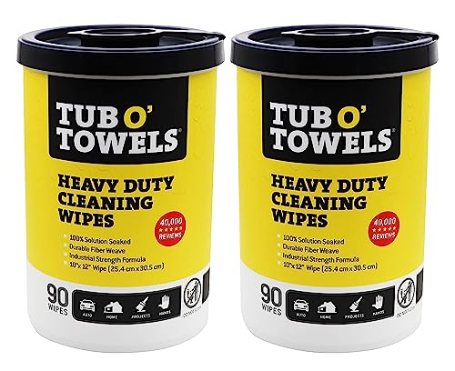 Image of Tub O Towels TW90-2 Heavy-Duty Multi-Surface Cleaning Wipes, Citrus, 10 X 12 Inch, 2 Count