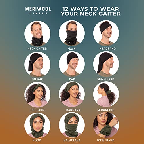 Image of MERIWOOL 100% Merino Wool Ski Neck Gaiter Winter Neck Warmer for Women and Men