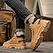 SPKFHD Men's fashionable short boots - lace-up high-top thick-soled work boots - rubber sole - suitable for daily use or outdoor activities (KHAKI,8)