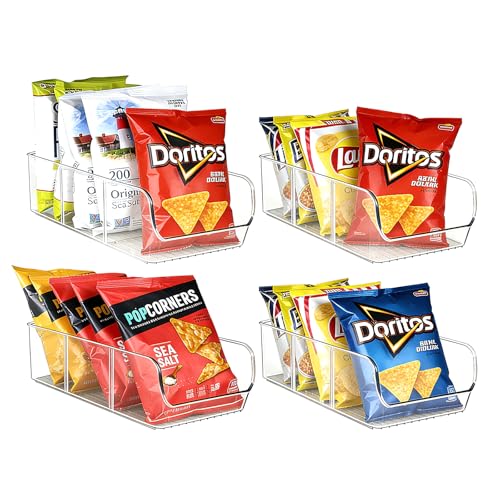 4 Pack Chip Bag Organizer for Pantry, 3-Compartment Chip Storage