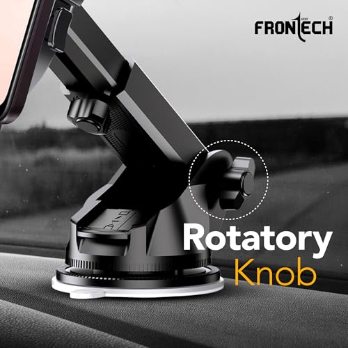 Image of FRONTECH 360 Rotating Car Phone Holder-One-Hand Operation, Anti-Slip Silicone Pad, Adjustable Angle & Height, Strong Sticky Gel Pad- Universal Compatibility for All Phones (CCH-0011)