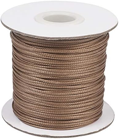 PandaHall 100 Yards/Roll 1.5mm Braided Waxed Cotton Cord String DIY Jewelry Craft Macrame Making Beading Thread Rope with Spool (Black)