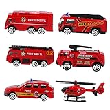 ORFOFE 6pcs Die-cast Fire Engine for Inertia Control Pull Back Simulation Car Models Emergency Vehicle Playset Random Style Festival