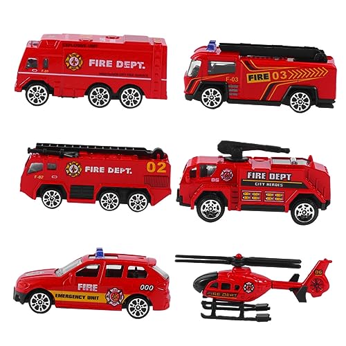 ORFOFE 6pcs Die-cast Fire Engine for Inertia Control Pull Back Simulation Car Models Emergency Vehicle Playset Random Style Festival