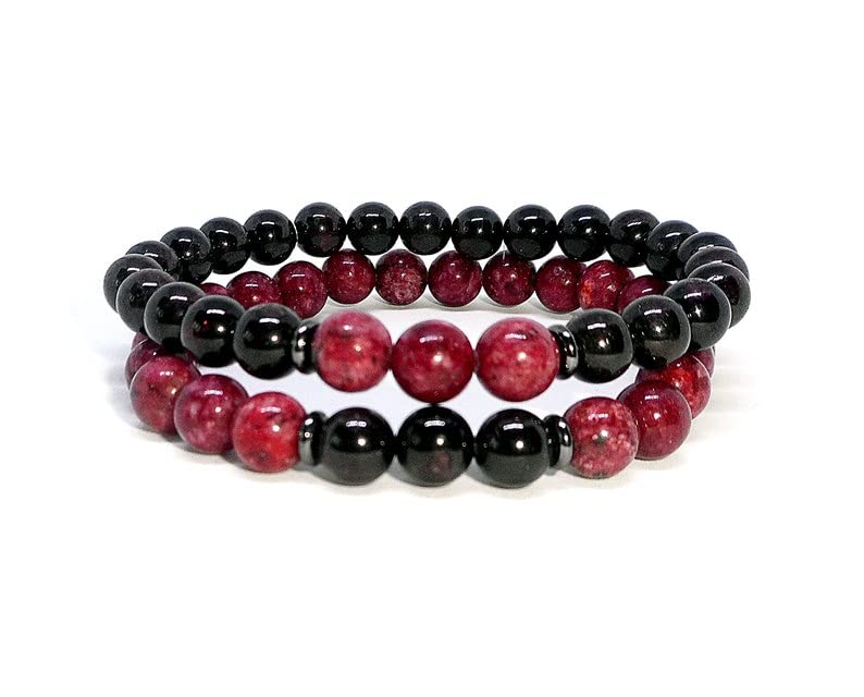 Bracelet amoureux grenat rouge rhodonite idée cadeau romantique