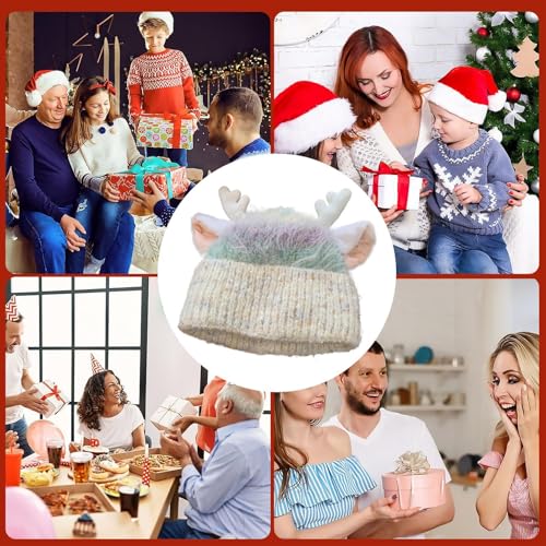 Gorro de punto con cuernos para Halloween y Navidad en invierno 4