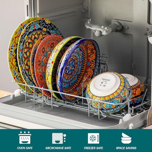 Image of vancasso 24-Piece Dinnerware Sets,Plates & Bowls Sets Service for 6, Bohemian Porcelain Dishes Set for 6, Kitchen Dinner Set,Microwave & Dishwasher Safe, Scratch Resistant,Series KRVI