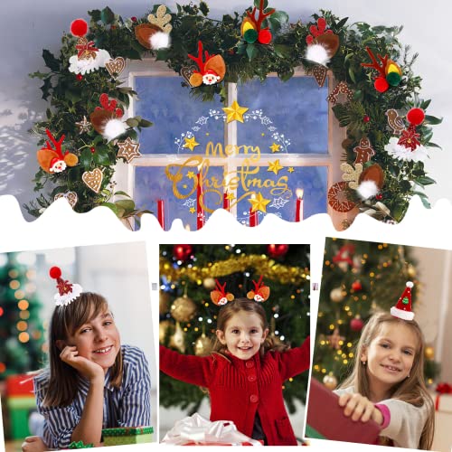 Junebrushs Christmas Hair Clips, 12 Pcs Christmas Hair Accessories Cute Reindeer Antlers Headband Ears Headdress Hairpins Antlers Christmas Tree Hat Hair Barrettes For Women Girls Gifts Party Favors #TOP6