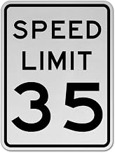 Speed Limit 35 MPH Traffic Control Sign 8x12 Grade Reflective Aluminum Water-Repellent Pre-Drilled Holes Easy to Mount for Street Road Residential Area Neighborhood Speed Regulation Decor