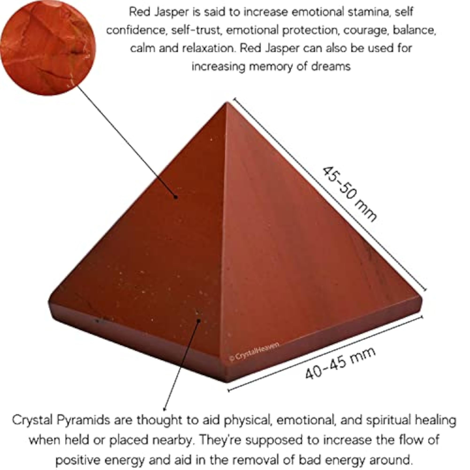 Certified Red Jasper Pyramid, 2 Inch
