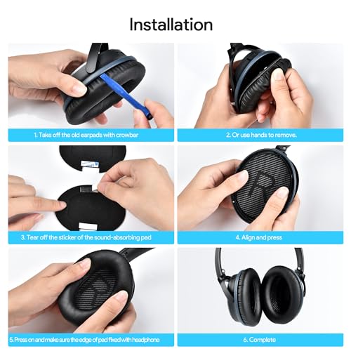Almohadillas de repuesto para auriculares Bose QuietComfort 45 Quiet Comfort 35, almohadillas de espuma viscoelástica suaves para Bose QC45 QC35 QC25 QC15 Ae2 miniatura 4