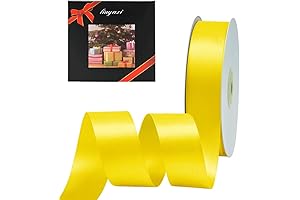 LIUYAXI Yellow Double Face Satin Ribbon (1-Inch x 50 Yards): Crafting, Wrapping, and More
