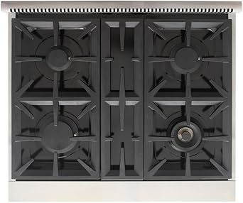 Pemberly Row 30 Natural Gas Range, Stainless Steel Finish, True Simmer Burners, 4-Burner Gas Stove, 21,000 BTU Rocket Power, Convection Oven, Infrared Broiler, Telescopic Shelves, Residential
