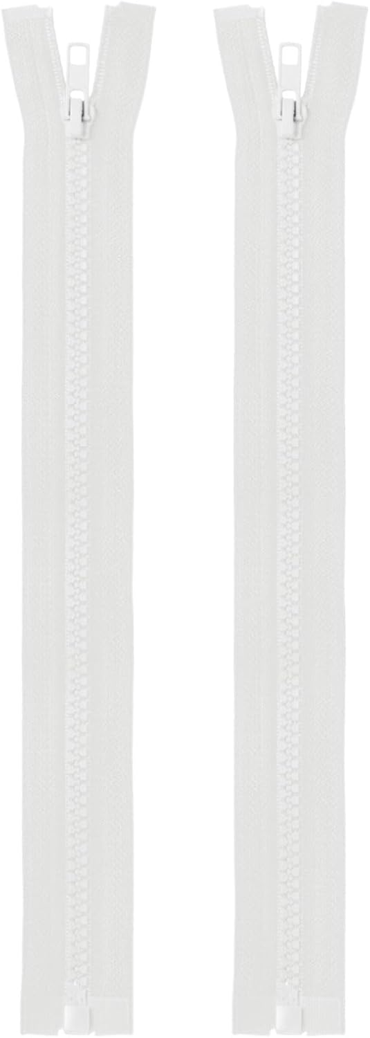 HARFINGTON 2pcs #5 Sewing Jacket Zippers 11 Inch Resin Coats Replacement Coil Zipper for DIY Craft Bag Garment Home Textile Clothes, White
