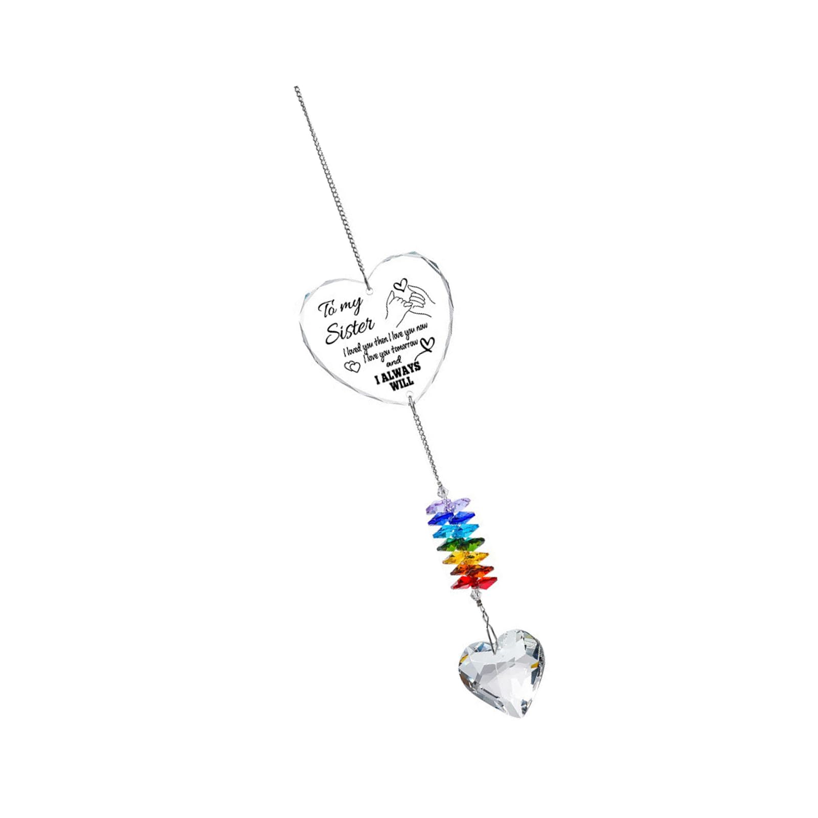 Xagmodshn B Mothers ' Day Heart Wind Chimes Acrylic And Crystal Texture Delicate Design Hanging Pendant For Indoor Window Decoration Spectrum Wind Toll