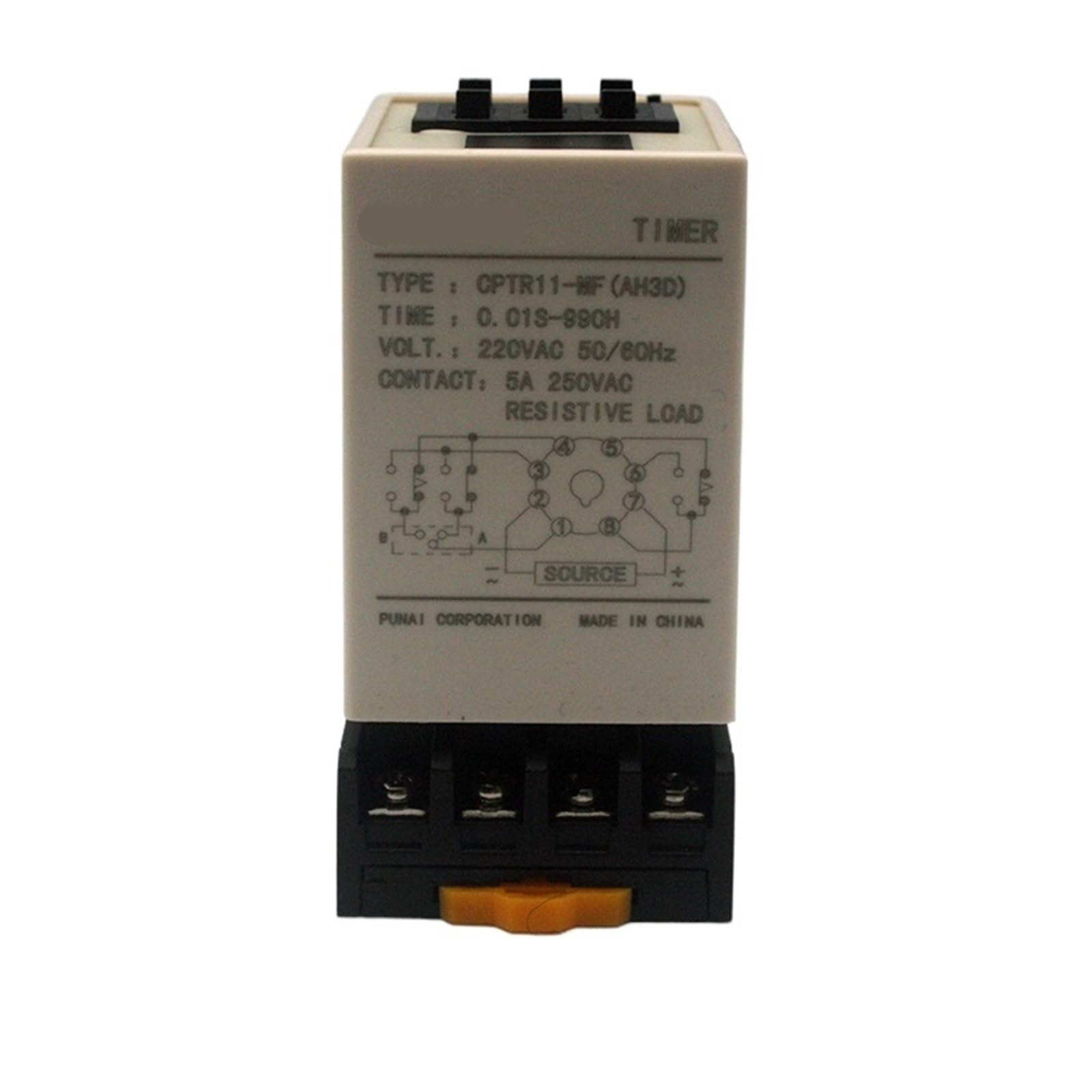 12V 24 V 220V AC/DC universal ah3d función de relé de tiempo temporizador relé rango de configuración de tiempo 0,01 s-990h retardo de cierre(DC24V)