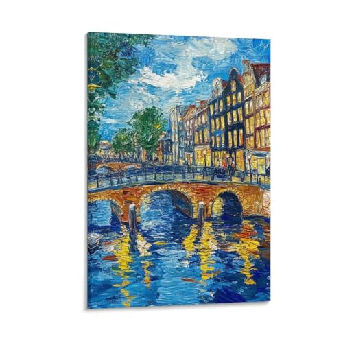 Peinture Canal d'Amsterdam premium, impression sur toile haute définition