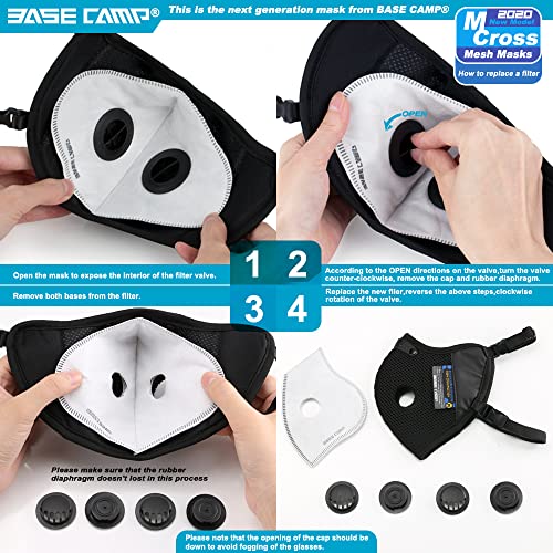 Base Camp M Cross Dust Face Mask 2 Pack With Extra 6 Activated Carbon Filters For Woodworking Construction Mowing Sanding Gardening Sawing (2) (2) #TOP5