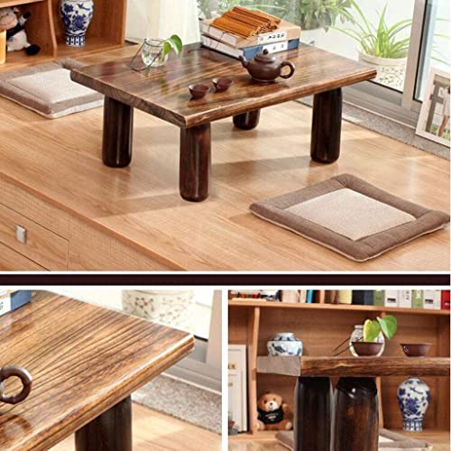 Table basse multifonction YangRy en bois massif brûlé style rétro noble - 2