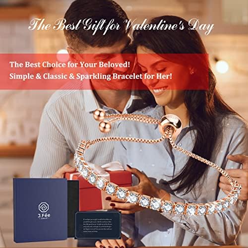 Bracelet for Women,Sterling Silver Tennis Bracelet Crystal Slider Bracelet S925 Women Bracelet Sparkle Diamond Zirconia Adjustable Bracelet Lady Bracelet Gift for Valentine's Day,Silver,Gold,Rosegold