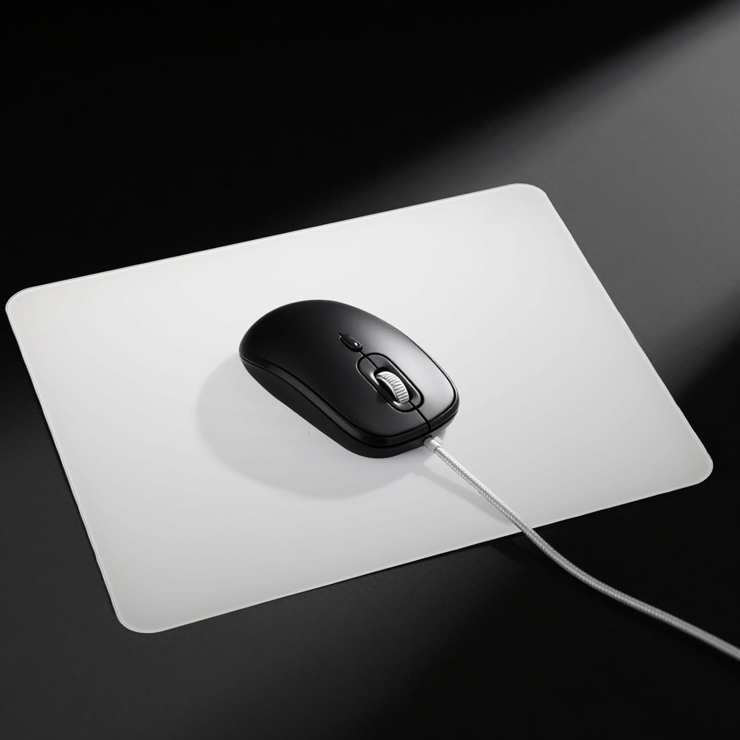 Tempered Glass Gaming Mouse Pad, Professional Esports Mouse Mat with Ultra-Smooth Micro-Etched Surface & Non-Slip Silicone Base for Speed and Control White/Size -17.73" x 15.76"